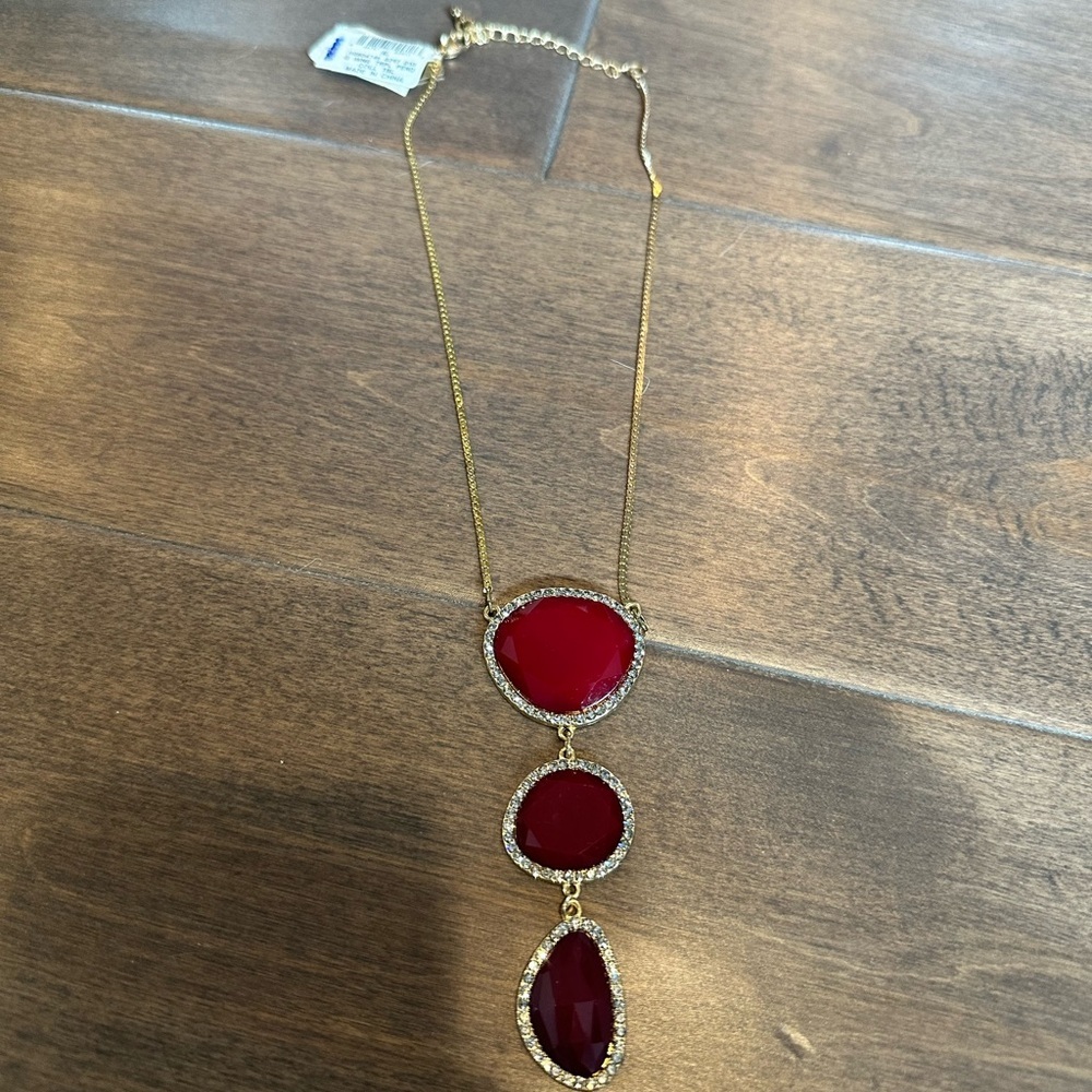 Statement Necklace- wine colored stones with rhinestones